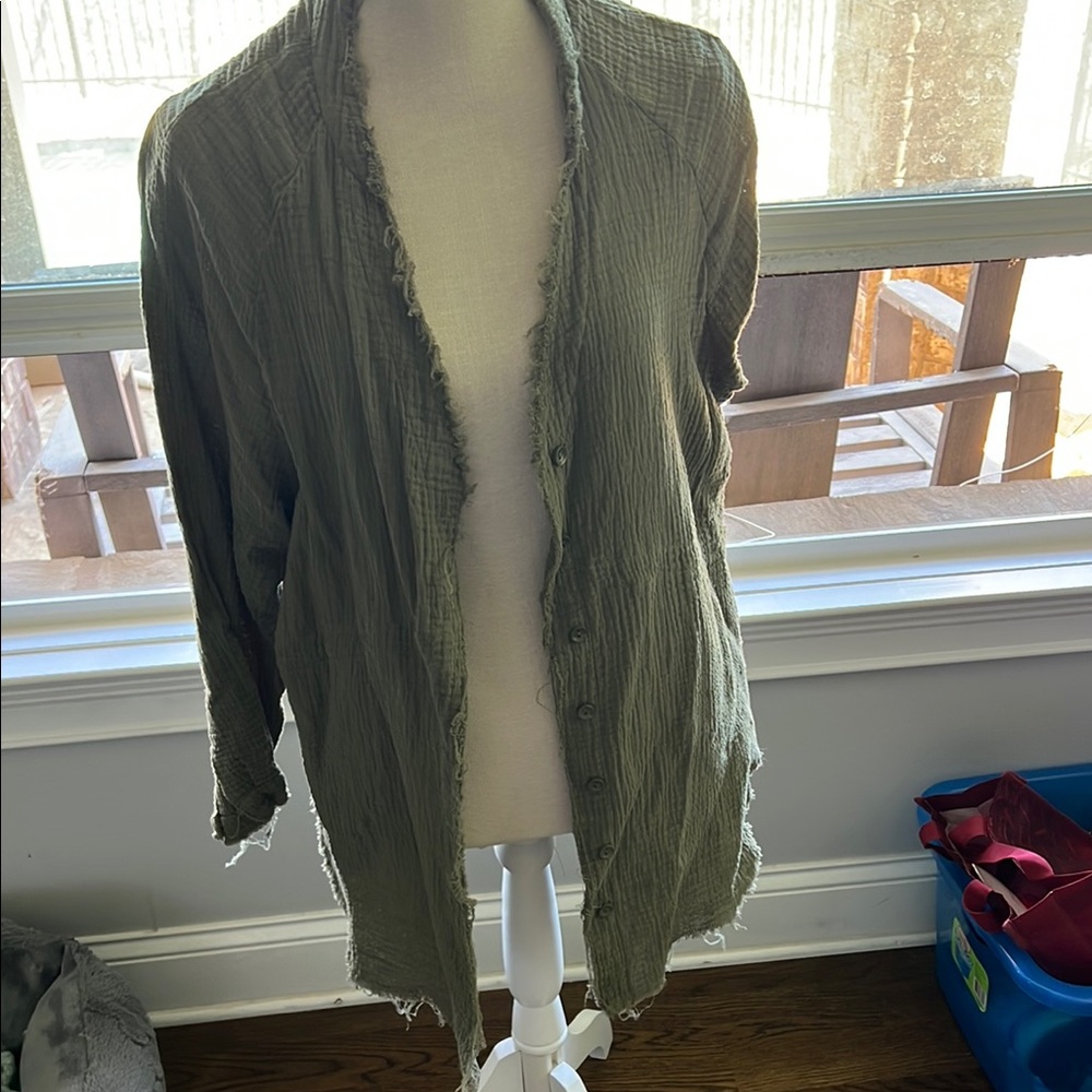 Olive Green Button-Up Shirt